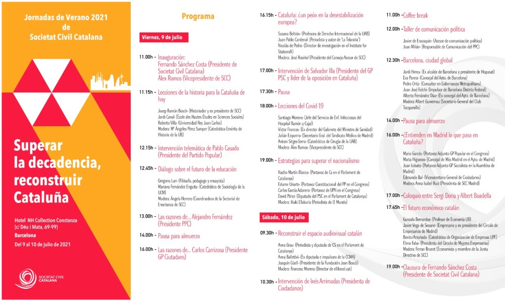 Sociedad Civil Catalana logra ‘unir’ a Casado, Arrimadas e Illa en sus Jornadas de&nbsp;Verano